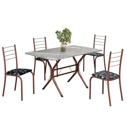 Imagem de Conjunto Sala de Jantar Mesa Retangular 100x60cm Tampo Granito Topázio 4 Cadeiras Rio