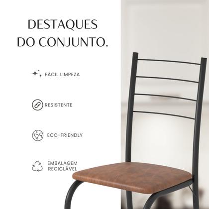 Imagem de Conjunto Sala de Jantar Mesa Retangular 100x60cm Tampo Granito Topázio 4 Cadeiras Rio