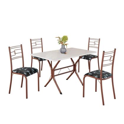 Imagem de Conjunto Sala de Jantar Mesa Retangular 100x60cm Tampo Madeira Mdp 4 Cadeiras Paraty