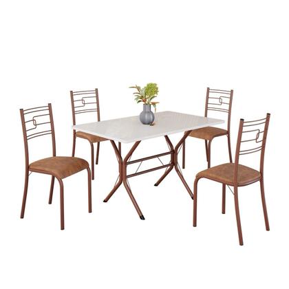 Imagem de Conjunto Sala de Jantar Mesa Retangular 100x60cm Tampo Madeira Mdp 4 Cadeiras Paraty