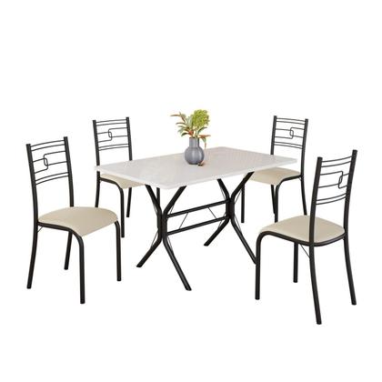 Imagem de Conjunto Sala de Jantar Mesa Retangular 100x60cm Tampo Madeira Mdp 4 Cadeiras Paraty