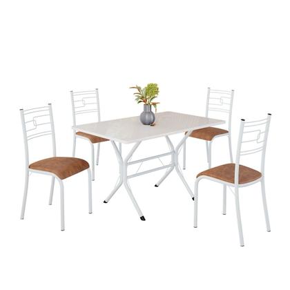 Imagem de Conjunto Sala de Jantar Mesa Retangular 100x60cm Tampo Madeira Mdp 4 Cadeiras Paraty