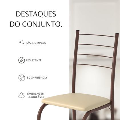 Imagem de Conjunto Sala de Jantar Mesa Retangular 100x60cm Tampo Madeira Mdp 4 Cadeiras Rio