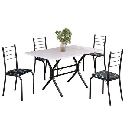 Imagem de Conjunto Sala de Jantar Mesa Retangular 100x60cm Tampo Madeira Mdp 4 Cadeiras Rio