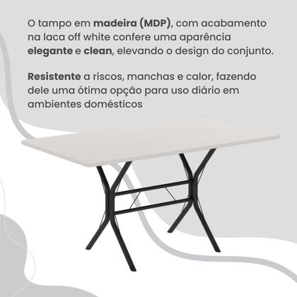 Imagem de Conjunto Sala de Jantar Mesa Retangular 100x60cm Tampo Madeira Mdp 4 Cadeiras Rio