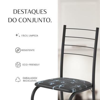 Imagem de Conjunto Sala de Jantar Mesa Retangular 100x60cm Tampo Madeira Mdp 4 Cadeiras Rio