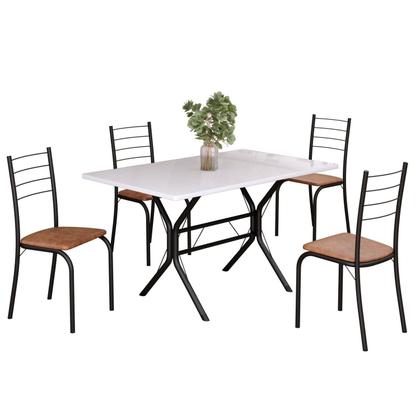 Imagem de Conjunto Sala de Jantar Mesa Retangular 100x60cm Tampo Madeira Mdp 4 Cadeiras Rio