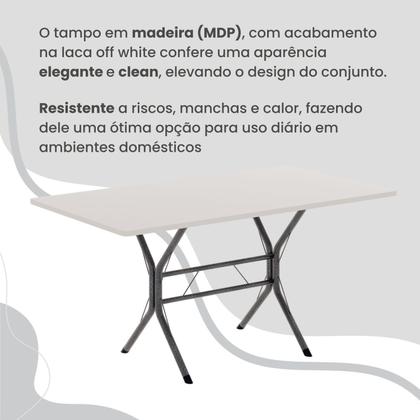 Imagem de Conjunto Sala de Jantar Mesa Retangular 100x60cm Tampo Madeira Mdp 4 Cadeiras Rio
