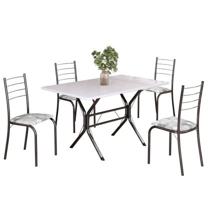 Imagem de Conjunto Sala de Jantar Mesa Retangular 100x60cm Tampo Madeira Mdp 4 Cadeiras Rio