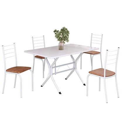Imagem de Conjunto Sala de Jantar Mesa Retangular 100x60cm Tampo Madeira Mdp 4 Cadeiras Rio