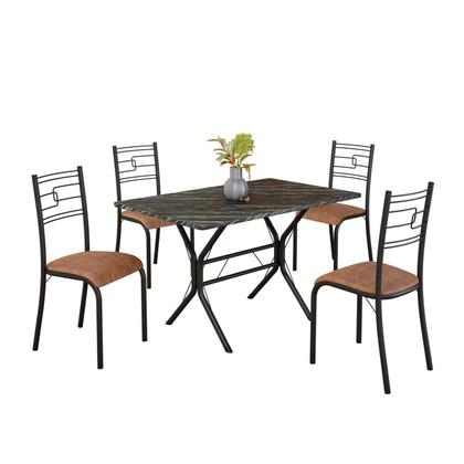 Imagem de Conjunto Sala de Jantar Mesa Retangular 100x60cm Tampo Madeira Mdp Ardósia Indiana 4 Cadeiras Paraty