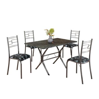 Imagem de Conjunto Sala de Jantar Mesa Retangular 100x60cm Tampo Madeira Mdp Ardósia Indiana 4 Cadeiras Paraty