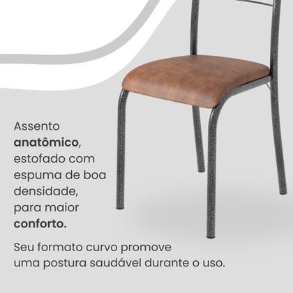 Imagem de Conjunto Sala de Jantar Mesa Retangular 100x60cm Tampo Madeira Mdp Ardósia Indiana 4 Cadeiras Paraty