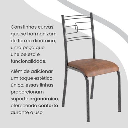 Imagem de Conjunto Sala de Jantar Mesa Retangular 100x60cm Tampo Madeira Mdp Ardósia Indiana 4 Cadeiras Paraty