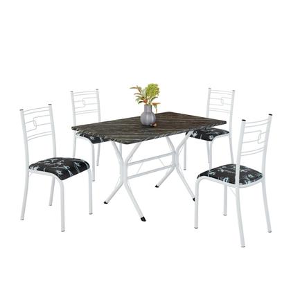 Imagem de Conjunto Sala de Jantar Mesa Retangular 100x60cm Tampo Madeira Mdp Ardósia Indiana 4 Cadeiras Paraty
