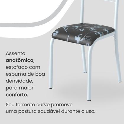 Imagem de Conjunto Sala de Jantar Mesa Retangular 100x60cm Tampo Madeira Mdp Ardósia Indiana 4 Cadeiras Paraty