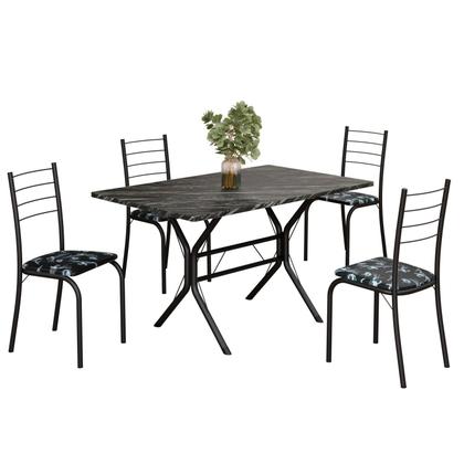 Imagem de Conjunto Sala de Jantar Mesa Retangular 100x60cm Tampo Madeira Mdp Ardósia Indiana 4 Cadeiras Rio