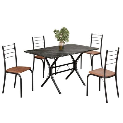 Imagem de Conjunto Sala de Jantar Mesa Retangular 100x60cm Tampo Madeira Mdp Ardósia Indiana 4 Cadeiras Rio