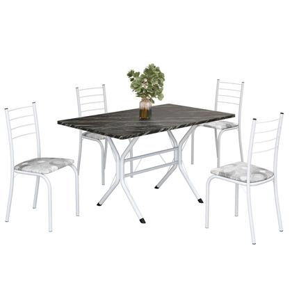 Imagem de Conjunto Sala de Jantar Mesa Retangular 100x60cm Tampo Madeira Mdp Ardósia Indiana 4 Cadeiras Rio