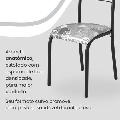 Imagem de Conjunto Sala de Jantar Mesa Retangular 100x60cm Tampo Pedra Ardósia Indiana 4 Cadeiras Paraty