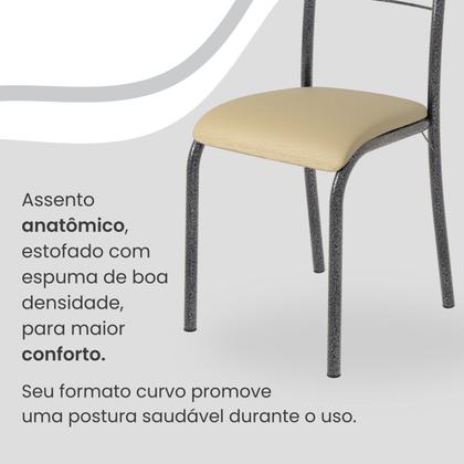 Imagem de Conjunto Sala de Jantar Mesa Retangular 100x60cm Tampo Pedra Ardósia Indiana 4 Cadeiras Paraty