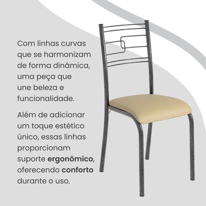 Imagem de Conjunto Sala de Jantar Mesa Retangular 100x60cm Tampo Pedra Ardósia Indiana 4 Cadeiras Paraty