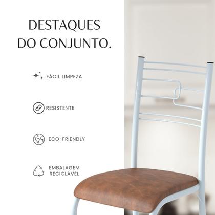 Imagem de Conjunto Sala de Jantar Mesa Retangular 100x60cm Tampo Pedra Ardósia Indiana 4 Cadeiras Paraty