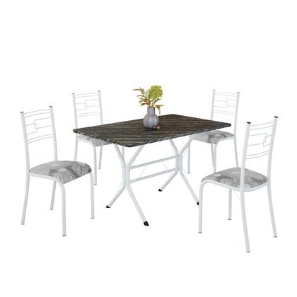 Imagem de Conjunto Sala de Jantar Mesa Retangular 100x60cm Tampo Pedra Ardósia Indiana 4 Cadeiras Paraty