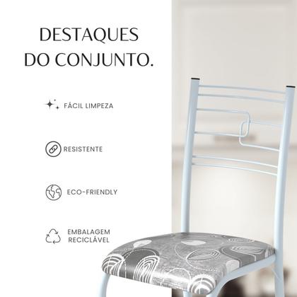 Imagem de Conjunto Sala de Jantar Mesa Retangular 100x60cm Tampo Pedra Ardósia Indiana 4 Cadeiras Paraty