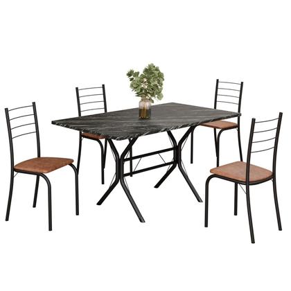 Imagem de Conjunto Sala de Jantar Mesa Retangular 120x75cm Tampo Ardósia Indiana 4 Cadeiras Rio