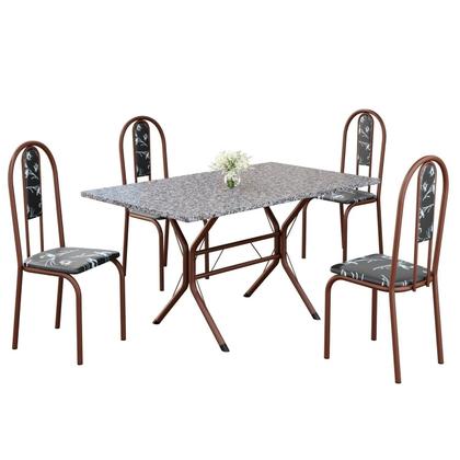 Imagem de Conjunto Sala de Jantar Mesa Retangular 120x75cm Tampo Granito Ocre 4 Cadeiras Linda Yescasa