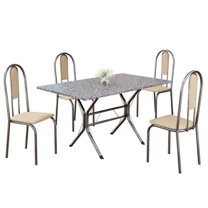 Imagem de Conjunto Sala de Jantar Mesa Retangular 120x75cm Tampo Granito Ocre 4 Cadeiras Linda Yescasa