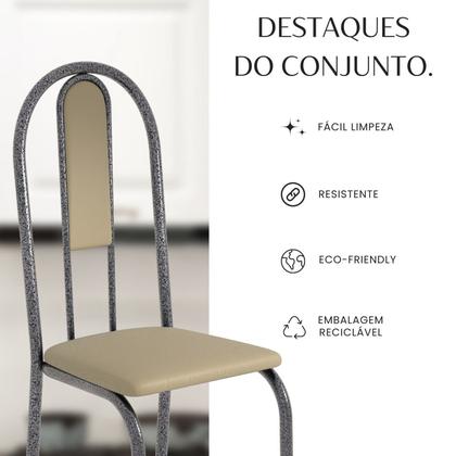 Imagem de Conjunto Sala de Jantar Mesa Retangular 120x75cm Tampo Granito Ocre 4 Cadeiras Linda Yescasa