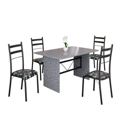 Imagem de Conjunto Sala de Jantar Mesa Retangular 120x75cm Tampo Granito Ocre 4 Cadeiras Marselha