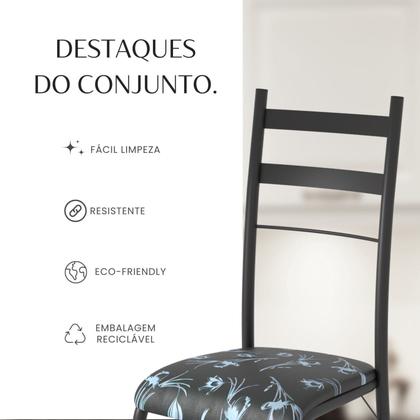 Imagem de Conjunto Sala de Jantar Mesa Retangular 120x75cm Tampo Granito Ocre 4 Cadeiras Marselha