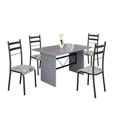 Imagem de Conjunto Sala de Jantar Mesa Retangular 120x75cm Tampo Granito Ocre 4 Cadeiras Marselha