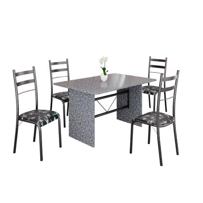 Imagem de Conjunto Sala de Jantar Mesa Retangular 120x75cm Tampo Granito Ocre 4 Cadeiras Marselha