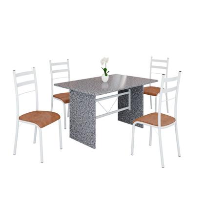 Imagem de Conjunto Sala de Jantar Mesa Retangular 120x75cm Tampo Granito Ocre 4 Cadeiras Marselha