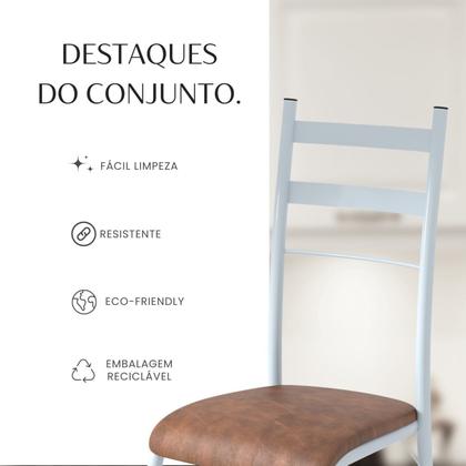 Imagem de Conjunto Sala de Jantar Mesa Retangular 120x75cm Tampo Granito Ocre 4 Cadeiras Marselha