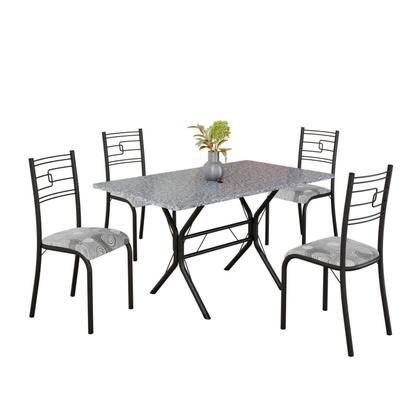 Imagem de Conjunto Sala de Jantar Mesa Retangular 120x75cm Tampo Granito Ocre 4 Cadeiras Paraty