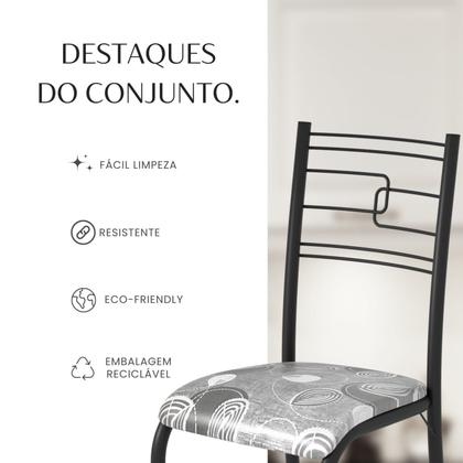 Imagem de Conjunto Sala de Jantar Mesa Retangular 120x75cm Tampo Granito Ocre 4 Cadeiras Paraty