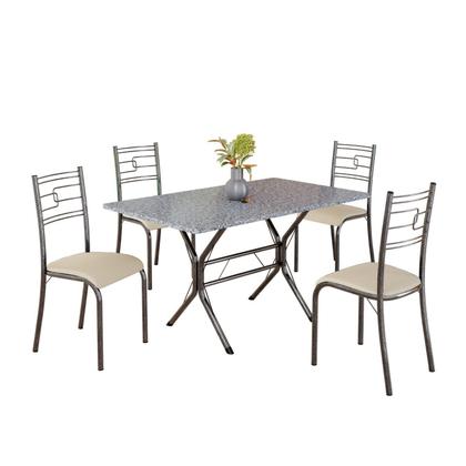 Imagem de Conjunto Sala de Jantar Mesa Retangular 120x75cm Tampo Granito Ocre 4 Cadeiras Paraty