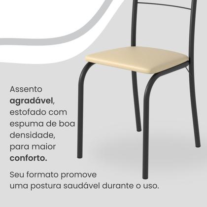 Imagem de Conjunto Sala de Jantar Mesa Retangular 120x75cm Tampo Granito Ocre 4 Cadeiras Rio