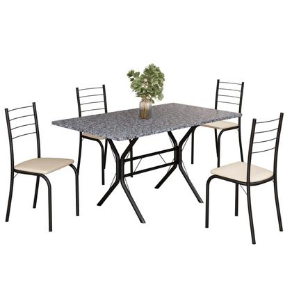 Imagem de Conjunto Sala de Jantar Mesa Retangular 120x75cm Tampo Granito Ocre 4 Cadeiras Rio