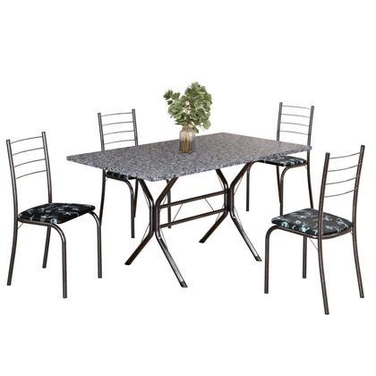 Imagem de Conjunto Sala de Jantar Mesa Retangular 120x75cm Tampo Granito Ocre 4 Cadeiras Rio