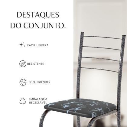 Imagem de Conjunto Sala de Jantar Mesa Retangular 120x75cm Tampo Granito Ocre 4 Cadeiras Rio