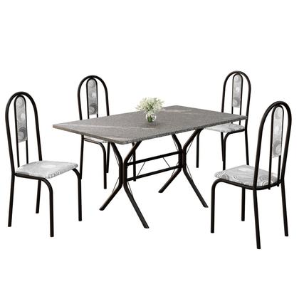 Imagem de Conjunto Sala de Jantar Mesa Retangular 120x75cm Tampo Granito Topázio 4 Cadeiras Linda Yescasa Preto/Paraopeba/Fosco