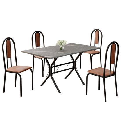 Imagem de Conjunto Sala de Jantar Mesa Retangular 120x75cm Tampo Granito Topázio 4 Cadeiras Linda Yescasa