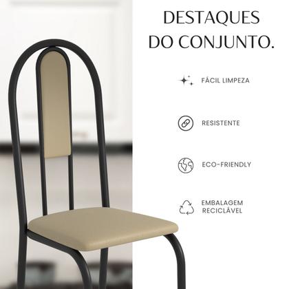 Imagem de Conjunto Sala de Jantar Mesa Retangular 120x75cm Tampo Granito Topázio 4 Cadeiras Linda Yescasa