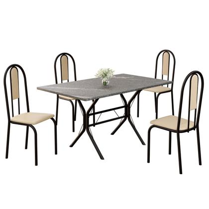 Imagem de Conjunto Sala de Jantar Mesa Retangular 120x75cm Tampo Granito Topázio 4 Cadeiras Linda Yescasa